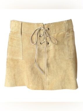 VINTAGE Y2K ABERCROMBIE & FITCH SUEDE NUBUCK LEATHER SIZE 4 RAW HEM MINISKIRT